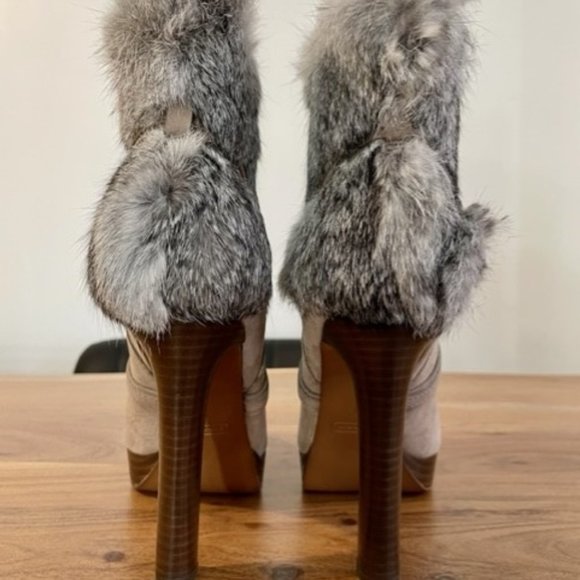 Coach Athena Soft Nubuck Leather & Rabbit Fur Boots - Picture 6 of 12